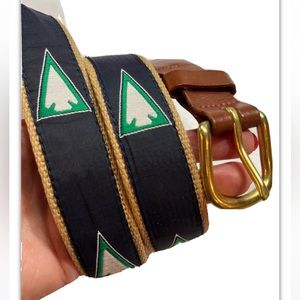 Leather Man Limited Nautical FLAG BELT Brass Buckle Woven 32-35” Preppy boat men